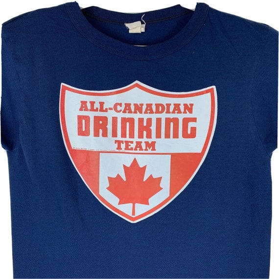 All Canadian Drinking Team Vintage 70s T Shirt Ca… - image 1