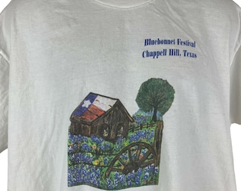 Bluebonnet Festival Vintage 90s T Shirt X-Large Chappell Hill Texas Mens White