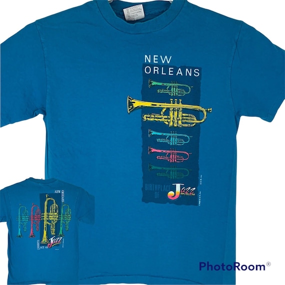 New Orleans Trumpet Jazz Vintage 80s T Shirt Bras… - image 1