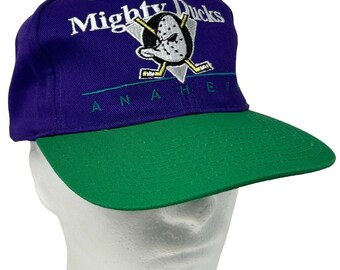 Vintage 90s Anaheim Mighty Ducks Hat Cap NHL Snapback Twins Enterprises Purple