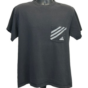 Vintage Adidas T Shirt Mens M Medium Black 90s Short Sleeve USA Made Pocket Tee