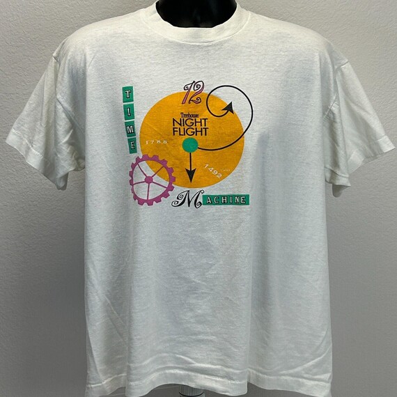 Vintage 90s Treehouse Night Flight Time Machine T Shirt Zipline White XL X-Large View 2