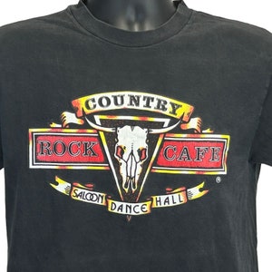 Vintage 90s Country Rock Cafe T Shirt Saloon Dance Hall Bar Music Black M Medium
