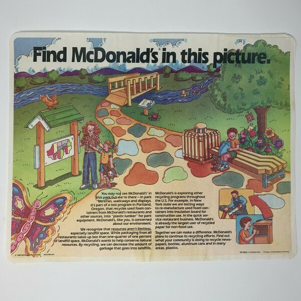 Mcdonalds Tray Liner Etsy