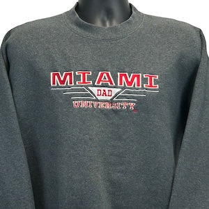 Vintage Miami University Dad Sweatshirt Mens L Large Gray 90s Ohio RedHawks NCAA