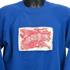 Vintage Artistic Creepy Fly Sweatshirt Mens Medium Art Streetwear USA Made Blue