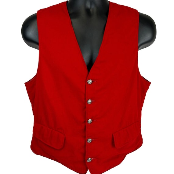 Pendleton Mens Red Wool Vest Vintage 60s Medium R… - image 1