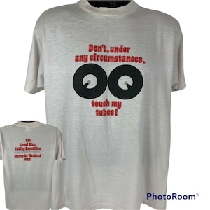 80年代のヴィンテージ コマル川チュービング Tシャツ：Don&#39;t Touch My Tubes、テキサス州（アメリカ）