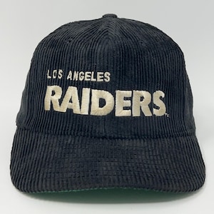 Gorra de béisbol vintage de los 90 de Los Angeles Raiders, Las Vegas, pana, con letras negras