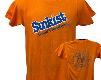 Vintage Sunkist Armadillo Airways Frisbee T Shirt Mens Small Orange 80s Discraft