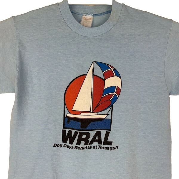 WRAL Dog Days Regatta Texasgulf Vintage 80s camiseta velero EE.UU. hecho pequeño