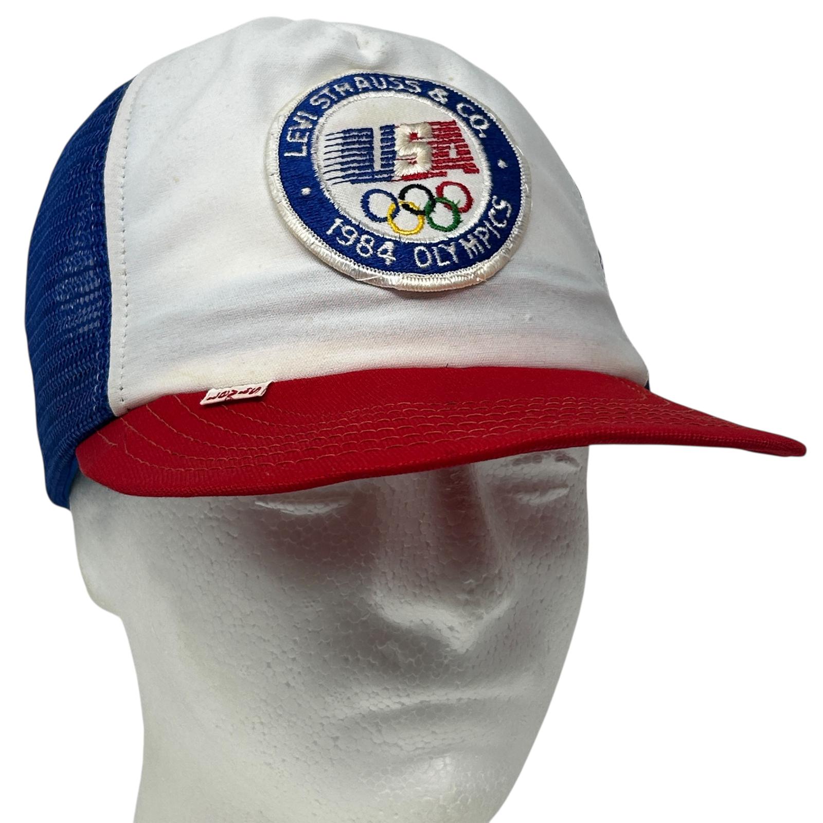 Vintage 80s Levi Strauss 1984 Olympics Trucker Hat Cap Blue  display picture 1