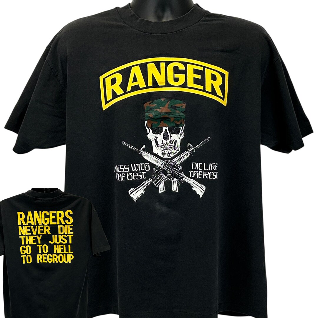 Vintage 80s US Army Rangers Never Die T Shirt Mens XL X-large Military ...