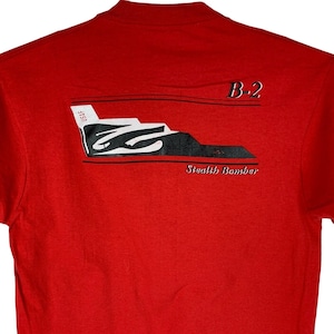 Vintage 90s Stealth Bomber B-2 T Shirt Mens Large Red B2 USAF Air Force USA Made