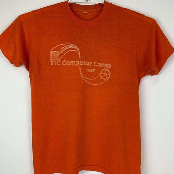 TIC Computer Camp Vintage 80er Jahre T Shirt 1987 Floppy Disk