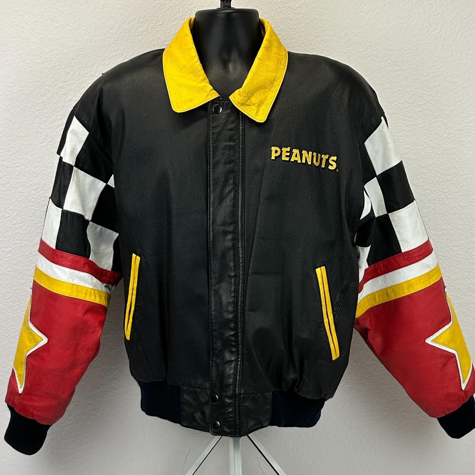 AMERICAN TOONS PEANUTS 90s 革ジャンL☆おまけ付 Vintage 90s Snoopy Peanuts Leather Bomber Jacket American Toons
