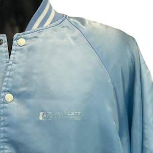 Kurtka satynowa Hewlett Packard Vintage z lat 80., komputery, technologia, USA, niebieska, rozmiar M, rozmiar M