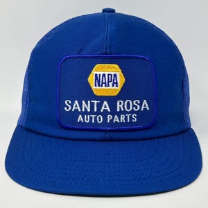Vintage jaren 80 NAPA auto-onderdelen Santa Rosa Trucker Hat baseballpet snapback blauw