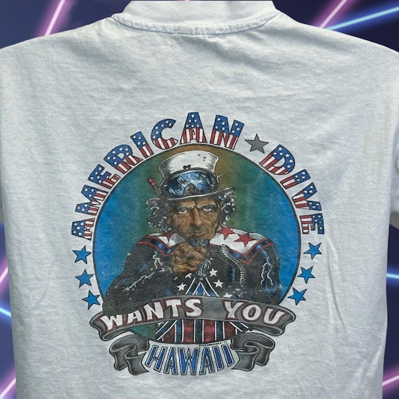 Vintage American Dive Oahu Hawaii T Shirt Mens Medium 80s SCUBA Diving USA Blue Etsy