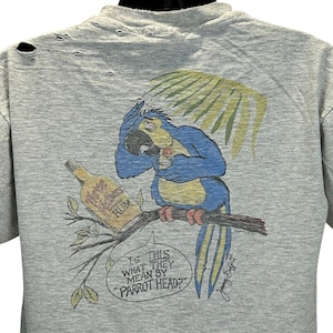 Vintage Distressed Jimmy Buffett T Shirt Mens Large 90s Drunk Parrot Head Gray