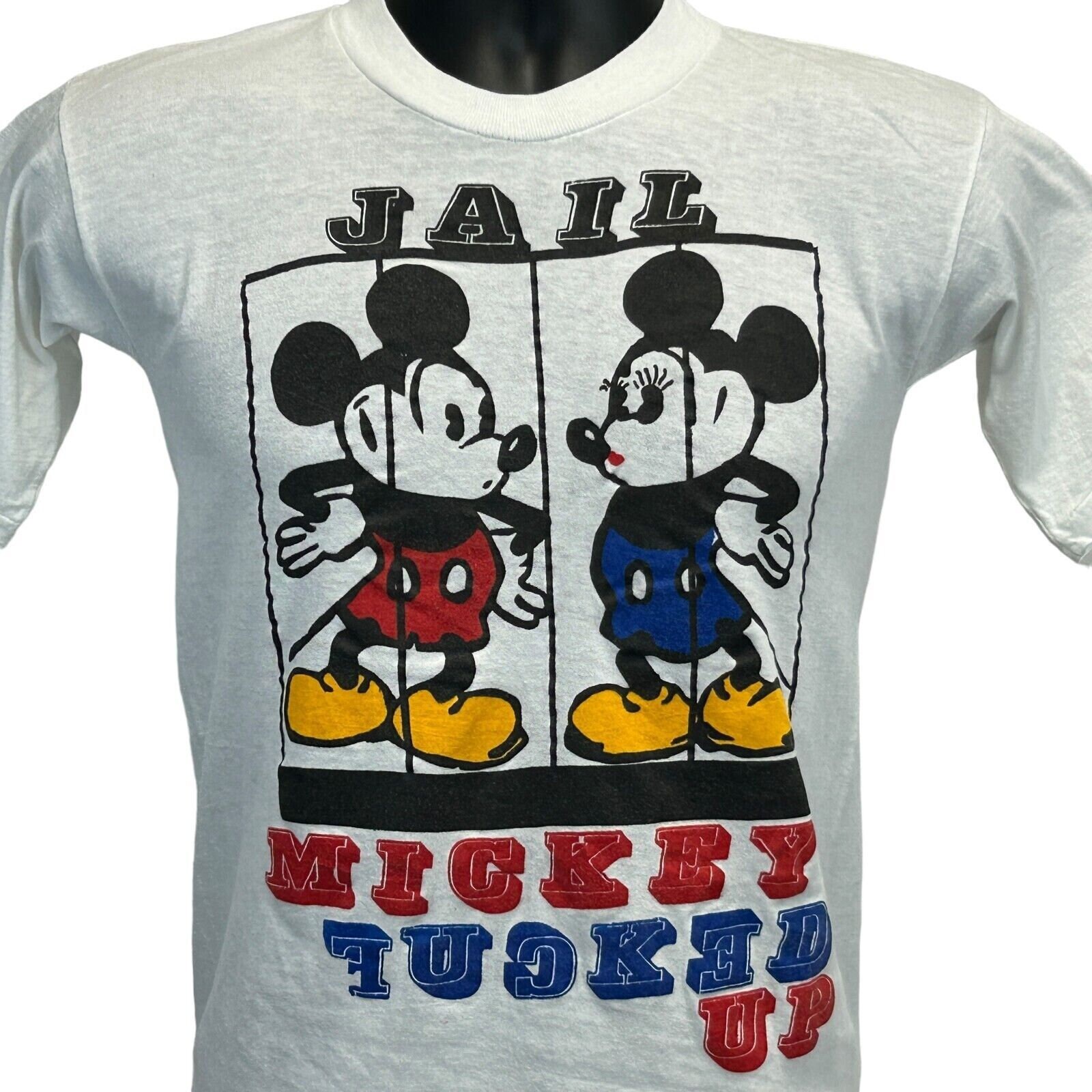 Mickey Mouse Fcked up Vintage T Shirt X-small 80s Jail Mickey Mouse Fcked up Vintage T Shirt X-small 80s Jail