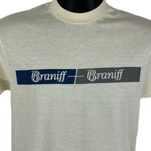 Vintage 80s Braniff Airways T Shirt Mens Small Airline Airplane Aviation Yellow
