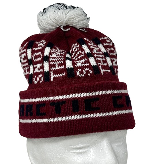 Vintage Arctic Cat Snowmobiles Cuffed Pom Pom Beanie Toque Winter