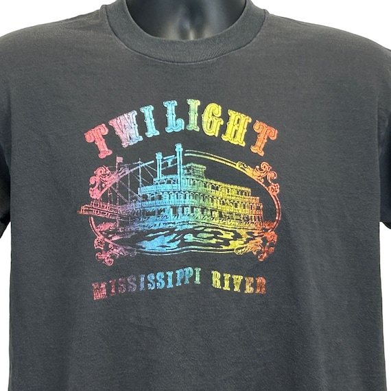 Mississippi River Twilight Riverboat T Shirt Larg… - image 1