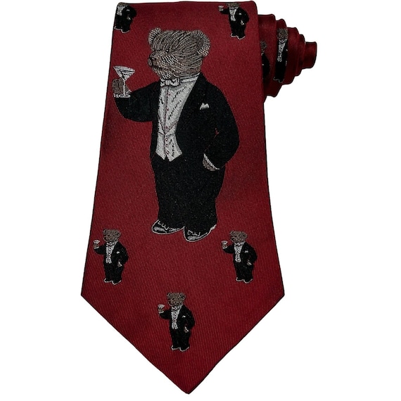 Polo Ralph Lauren Martini Tuxedo Bear Silk Tie Vi… - image 1