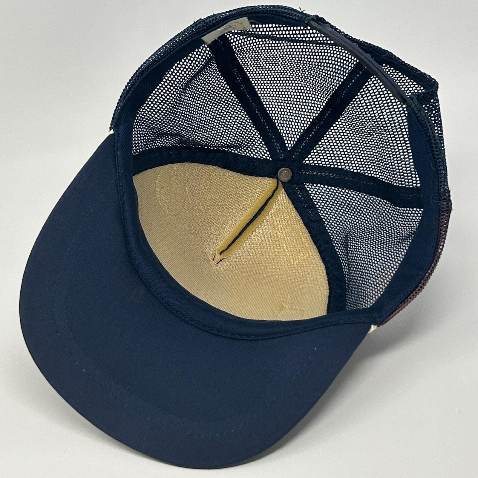 Rare Vintage Official USPS Express Mail Hat 3D Puffy Print Mesh Back NOS 80s Vintage 80s USPS Express Mail Trucker Hat Cap Blue Eagle  main image 2