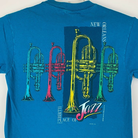 New Orleans Trumpet Jazz Vintage 80s T Shirt Bras… - image 4