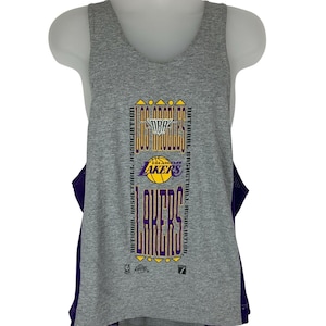 Vintage Los Angeles LA Lakers Tank Top Mens Large Gray NBA Stringer Shirt 90s