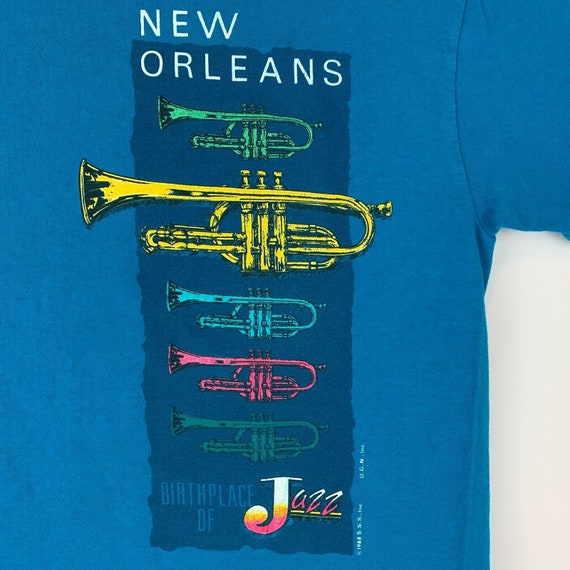 New Orleans Trumpet Jazz Vintage 80s T Shirt Bras… - image 5