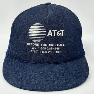 Vintage 90s AT&T Call Before You Dig Trucker Hat Baseball Cap ATT Snapback Blue