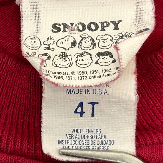 Snoopy 1 Sports Fan Vintage 90s Youth T Shirt 4T … - image 4