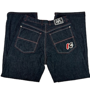 90s デッドストック kikwear パンツ HIPHOP vintage Vintage Kikwear Jeans Y2K Rave Buggy Side Line Pants 90s