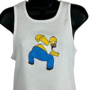 Vintage The Simpsons Homer Simpson Tank Top Womens XL X-Large TV Show 90s White