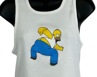 Vintage The Simpsons Homer Simpson Tank Top Womens XL X-Large TV Show 90s White