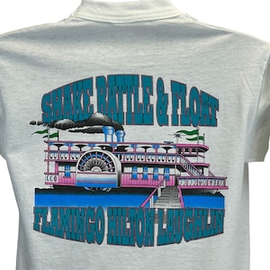 Vintage 90s Flamingo Hilton Laughlin T Shirt Mens Medium White Riverboat Casino