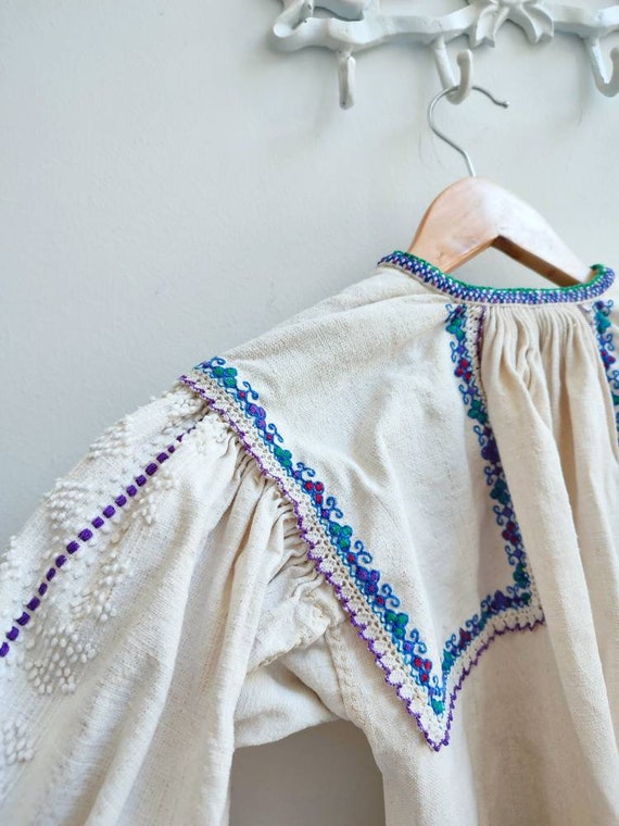 Antique Romanian blouse 3d geometric pattern embr… - image 7