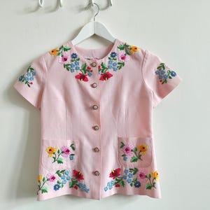 Vintage 1980 Kalocsa Hungarian floral hand embroidered blouse