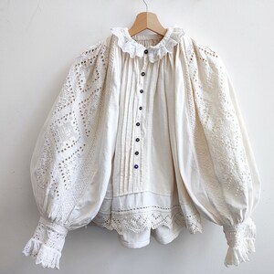 Rare 1930 Antique Romanian blouse with elaborate embroidery made from Linen