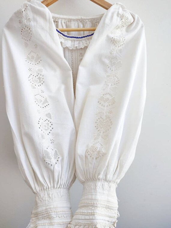 Antique 1940 Lace Frilly Embroidered Blouse Romanian Folklore - Etsy