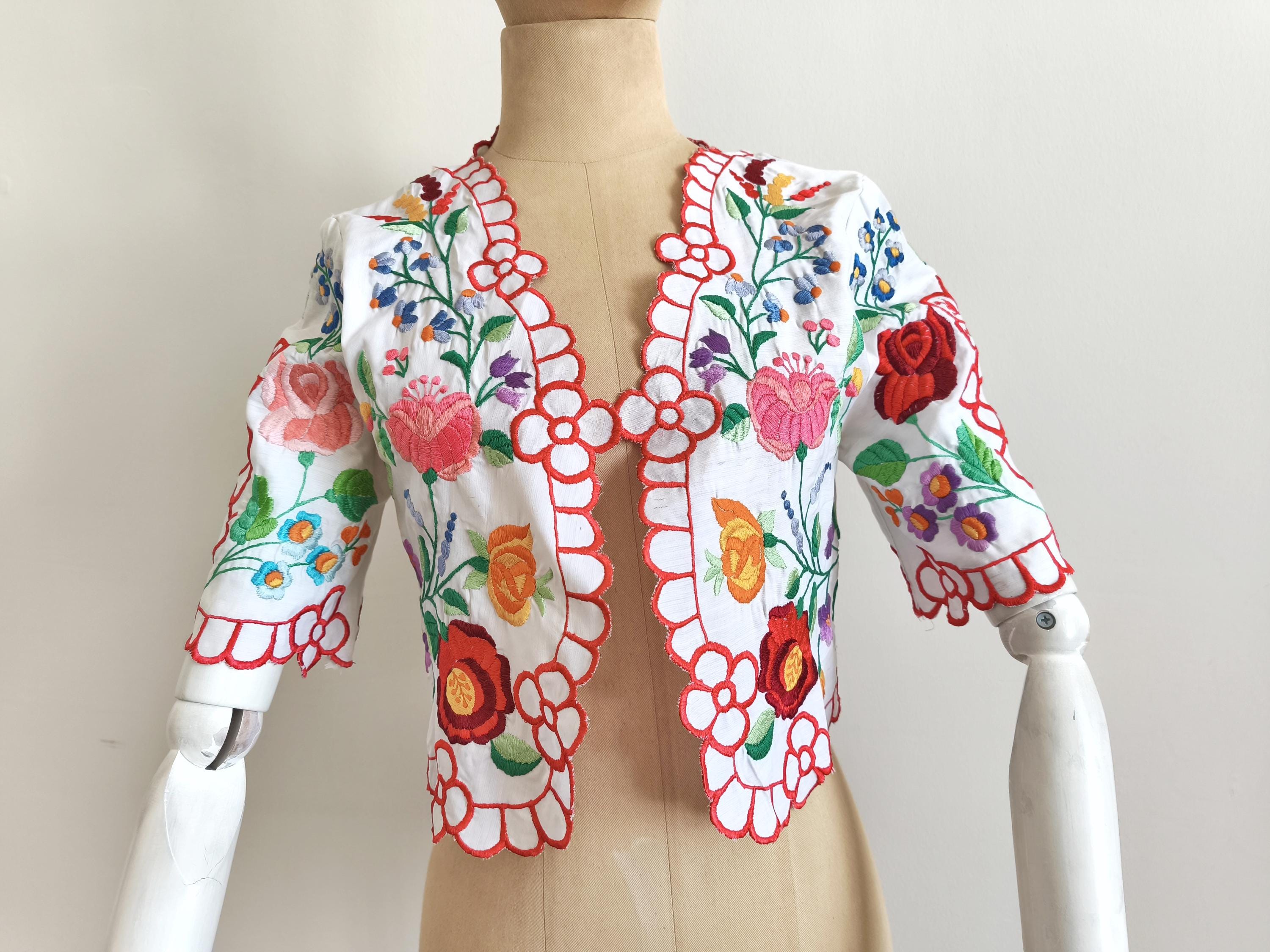 Hungarian coat floral multicoloured Kalocsaa embroidered jacket