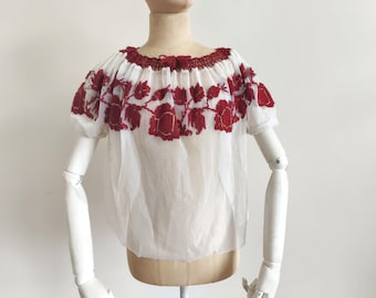 ルーマニア刺繍ハンドメイド民族ブラウスヴィンテージ衣装刺繍Tシャツ