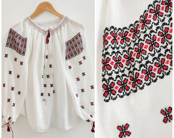 1960 Vintage Romanian blouse with embroidery