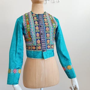 Antique 1940 Slovakian Tekov floral embroidered satin bodice