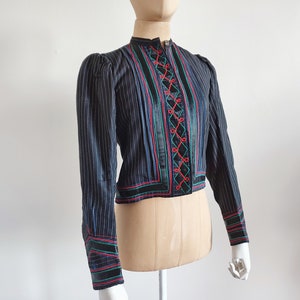 Vintage 1950 black Hungarian embroidered jacket from Györgyfalva