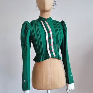 Vintage green Slovakian folklore bodice or blouse Edwardian or Victorian style