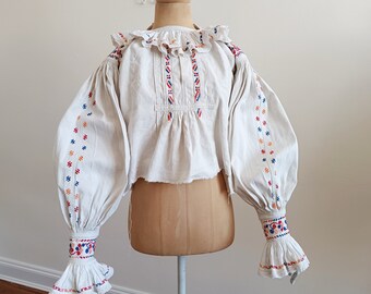 トップス antique Rumania blouse Romanian Blouse Embroidered Top Vintage Outfit Vintage Romanian